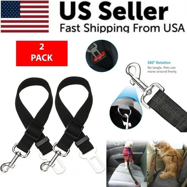 2 Pack Cat DOG PET Safety Seatbelt Car Vehicle Seat Belt Adjustable Harness Lead - pettspy