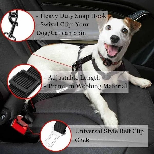 2 Pack Cat DOG PET Safety Seatbelt Car Vehicle Seat Belt Adjustable Harness Lead - pettspy