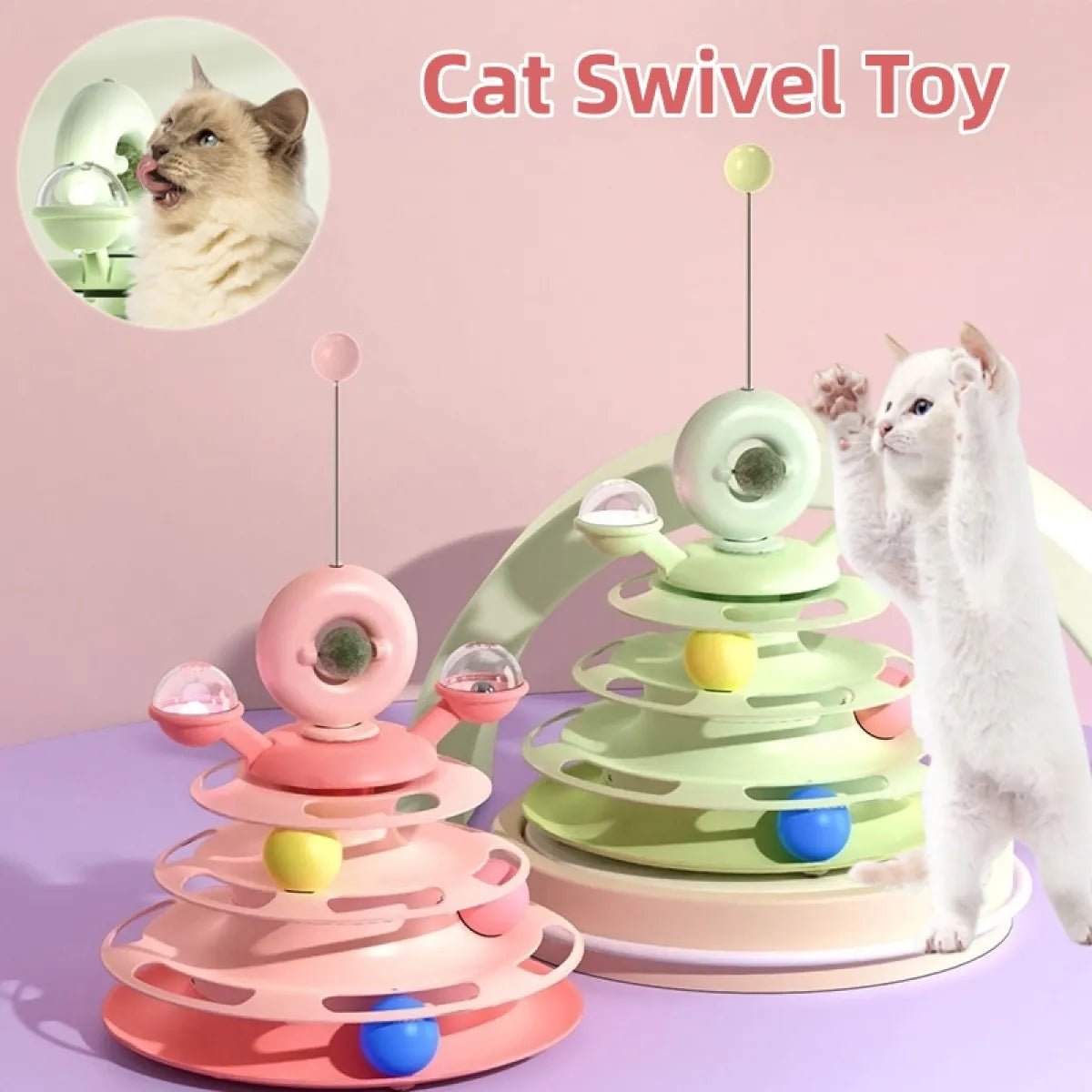 4 - Level Interactive Cat Toy Tower - pettspy