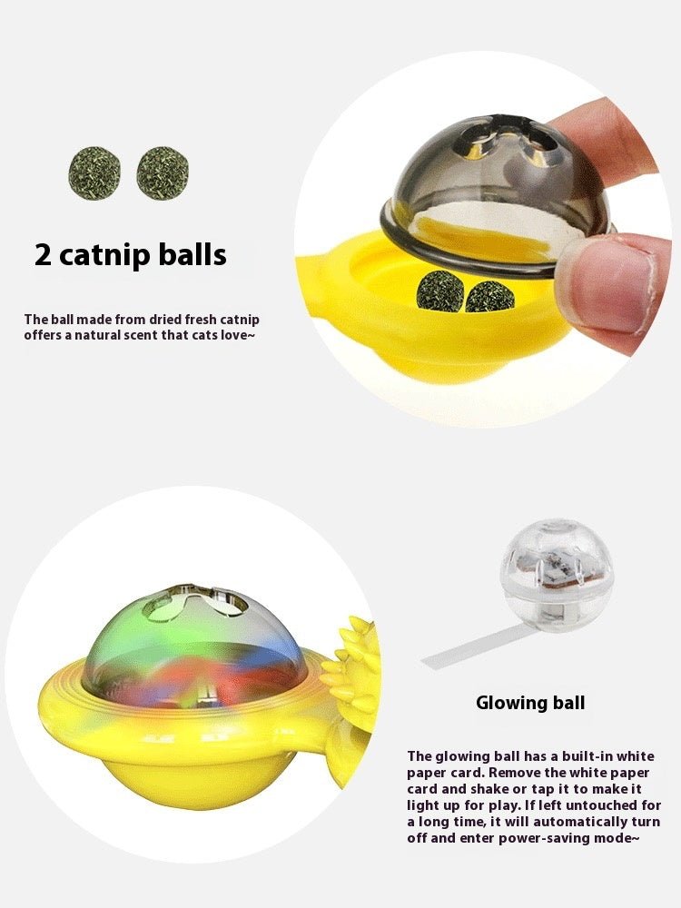 Cat Entertainment Set - Interactive Rotating Disk, Feather Teasers, Tumbler, Windmill Toy - Keeps Cats Active & Engaged - pettspy