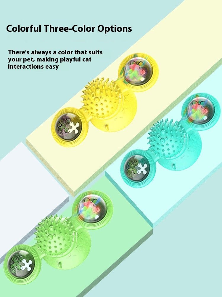 Cat Entertainment Set - Interactive Rotating Disk, Feather Teasers, Tumbler, Windmill Toy - Keeps Cats Active & Engaged - pettspy