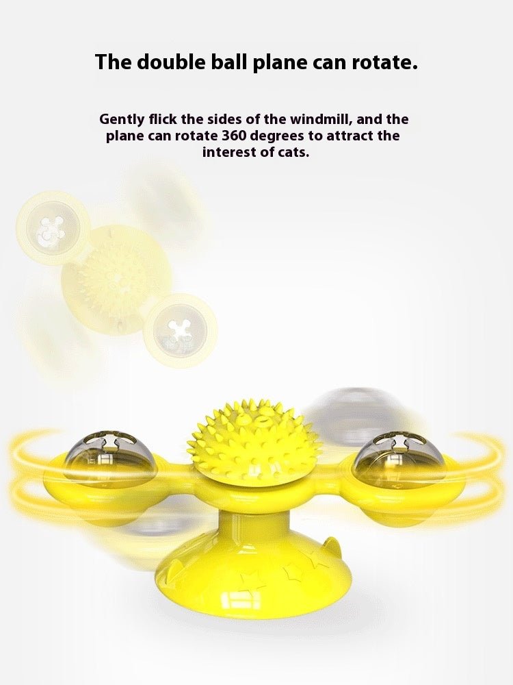 Cat Entertainment Set - Interactive Rotating Disk, Feather Teasers, Tumbler, Windmill Toy - Keeps Cats Active & Engaged - pettspy