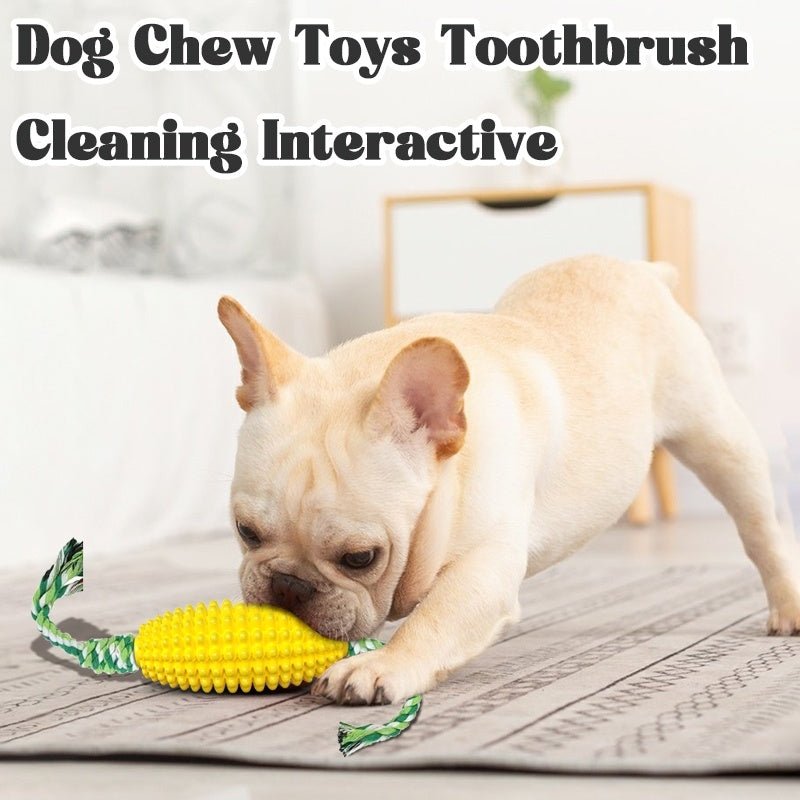 Interactive Corn Dog Chew Toy and Toothbrush - pettspy