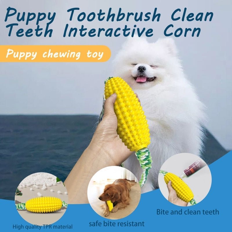 Interactive Corn Dog Chew Toy and Toothbrush - pettspy