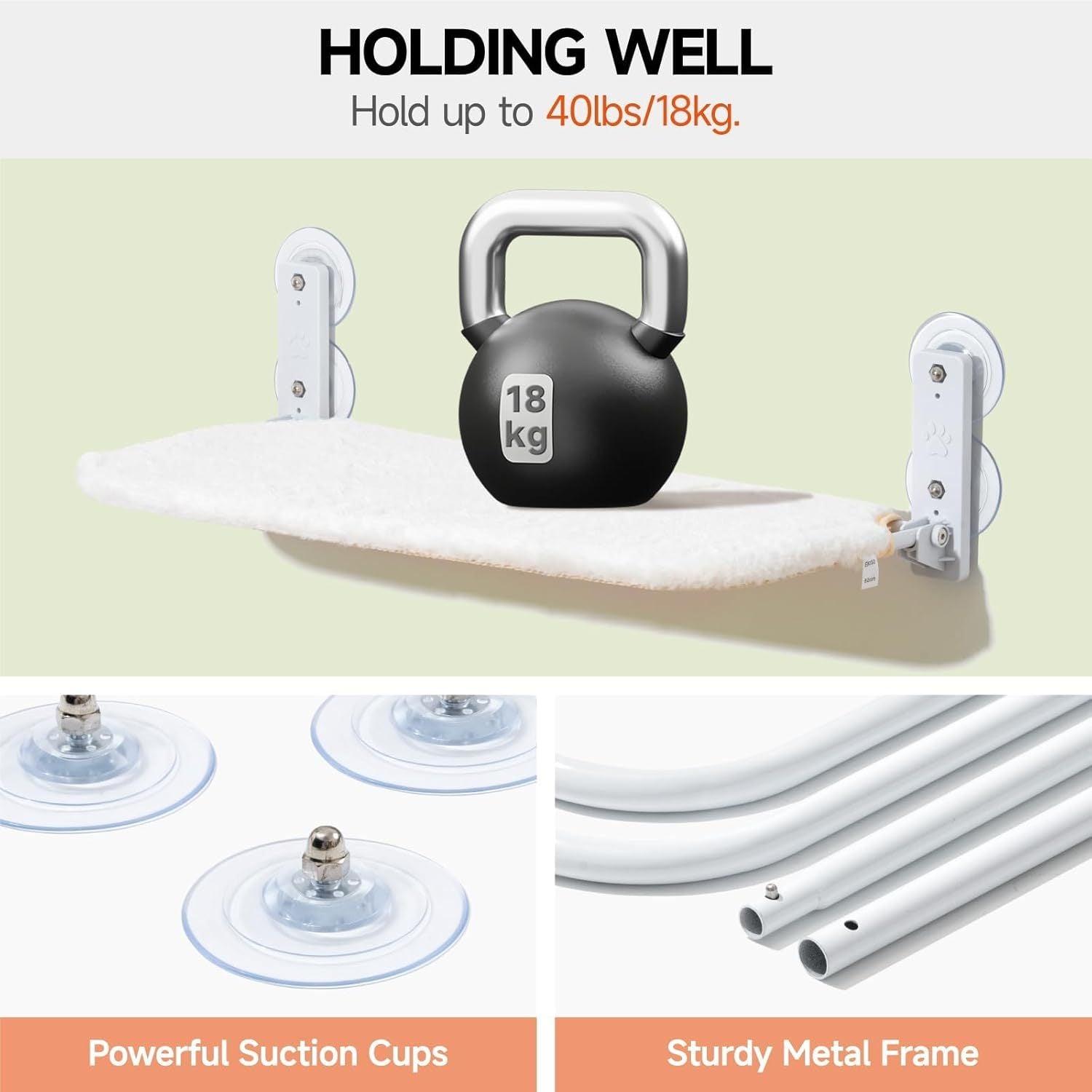 MEWOOFUN Cat Window Perch - Foldable Steel Frame Hammock With Removable Mat For Indoor Cats, Large White Window Seat, Supports 25 Lbs - pettspy