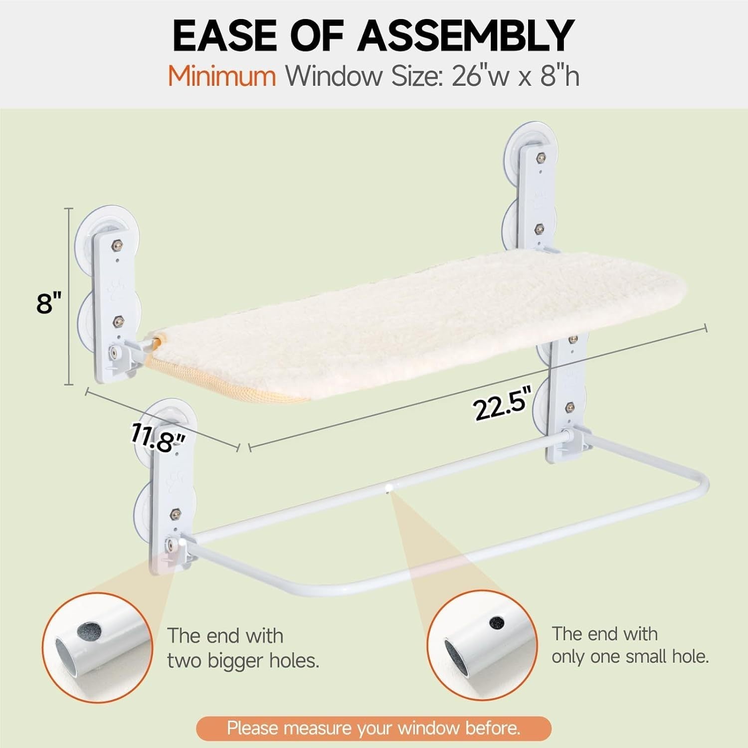 MEWOOFUN Cat Window Perch - Foldable Steel Frame Hammock With Removable Mat For Indoor Cats, Large White Window Seat, Supports 25 Lbs - pettspy