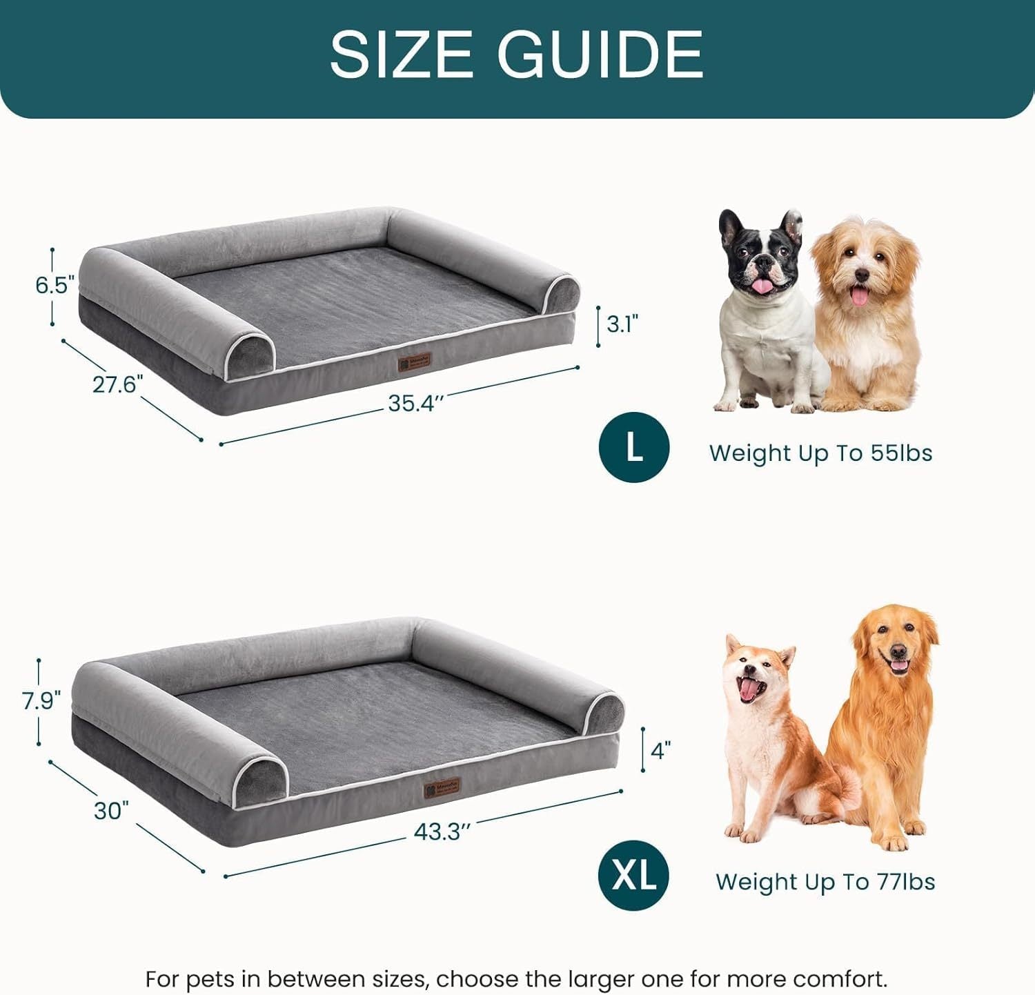 MEWOOFUN Orthopedic Dog Bed For Large Dogs - XL Egg Crate Foam Mattress With Removable Washable Cover, Waterproof Pet Couch Bed Grey, Extra Large - pettspy