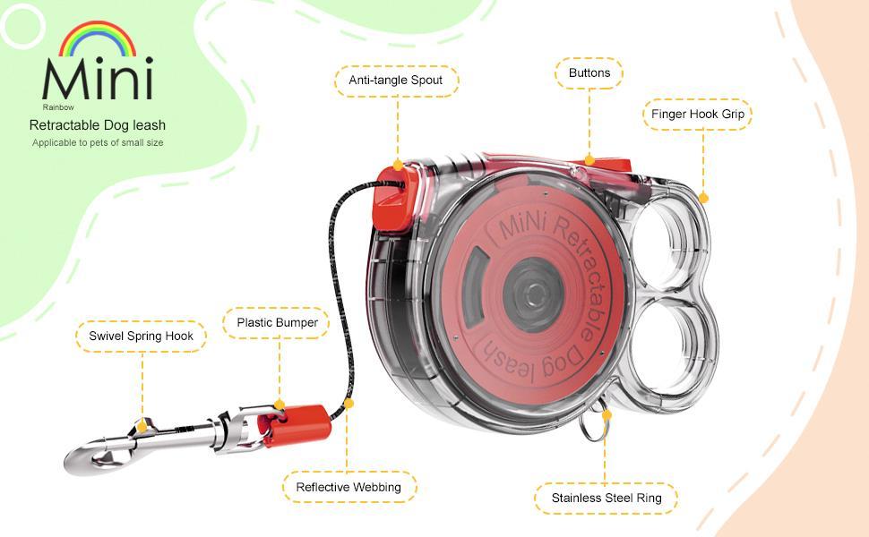 Mini Retractable Dog Leash - For Small Pets Lightweight Design Easy To Use Ideal For Outdoor Use - pettspy