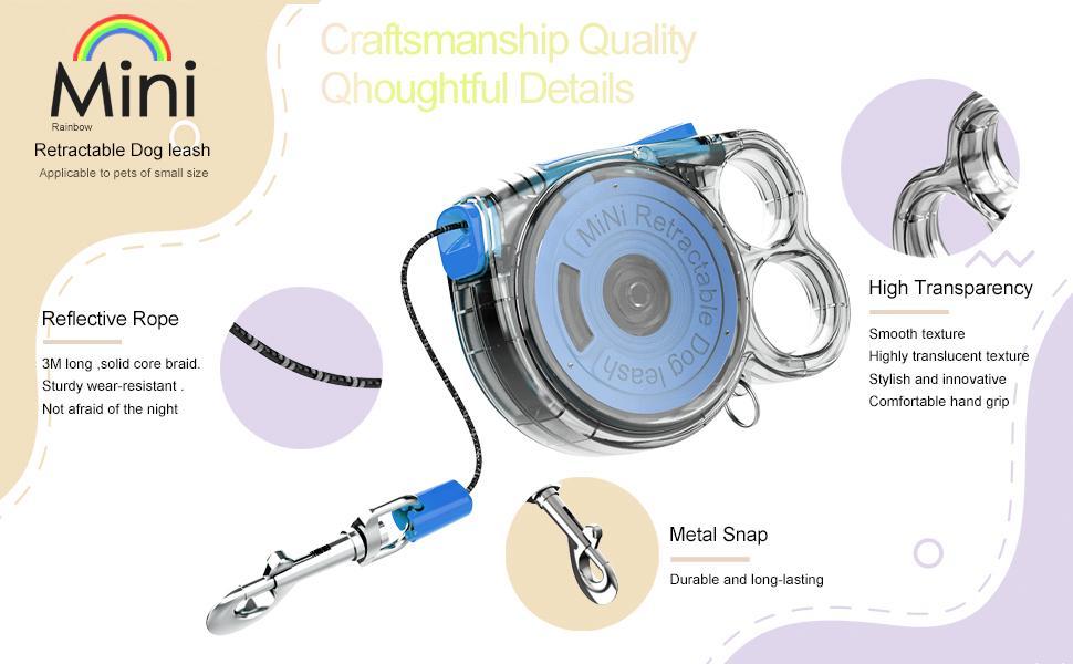 Mini Retractable Dog Leash - For Small Pets Lightweight Design Easy To Use Ideal For Outdoor Use - pettspy