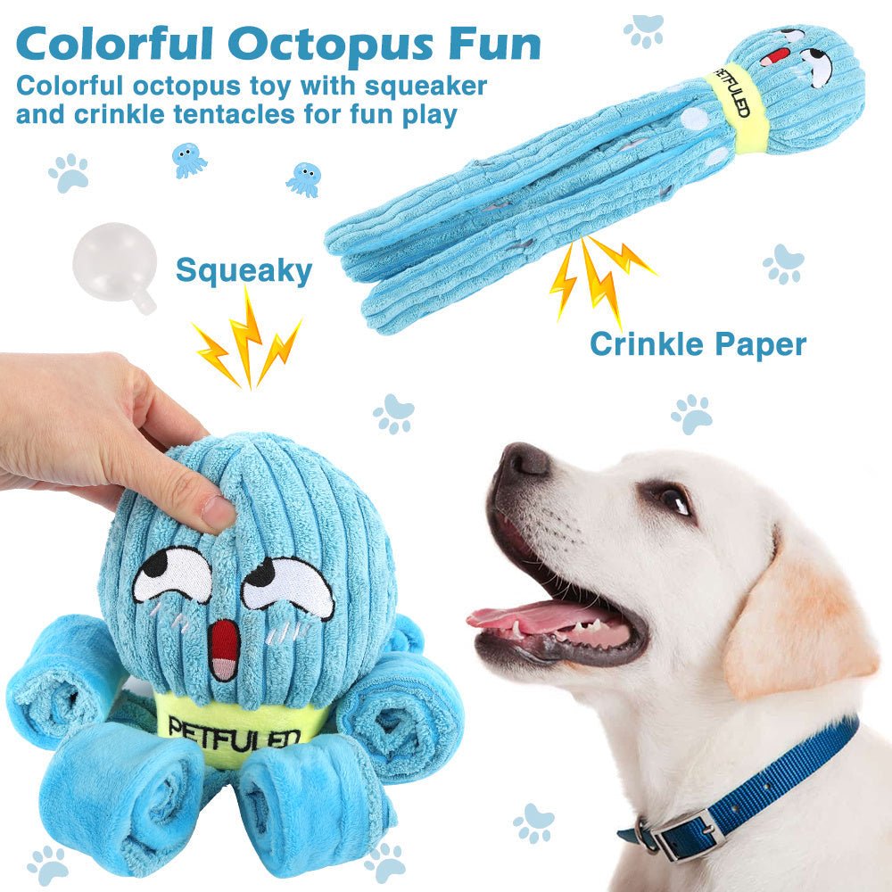 Plush Octopus Snuffle Toy for Dogs - Interactive Puzzle and Slow Feeder - pettspy