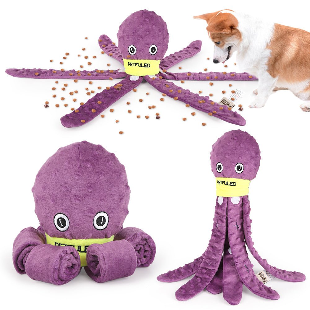 Plush Octopus Snuffle Toy for Dogs - Interactive Puzzle and Slow Feeder - pettspy