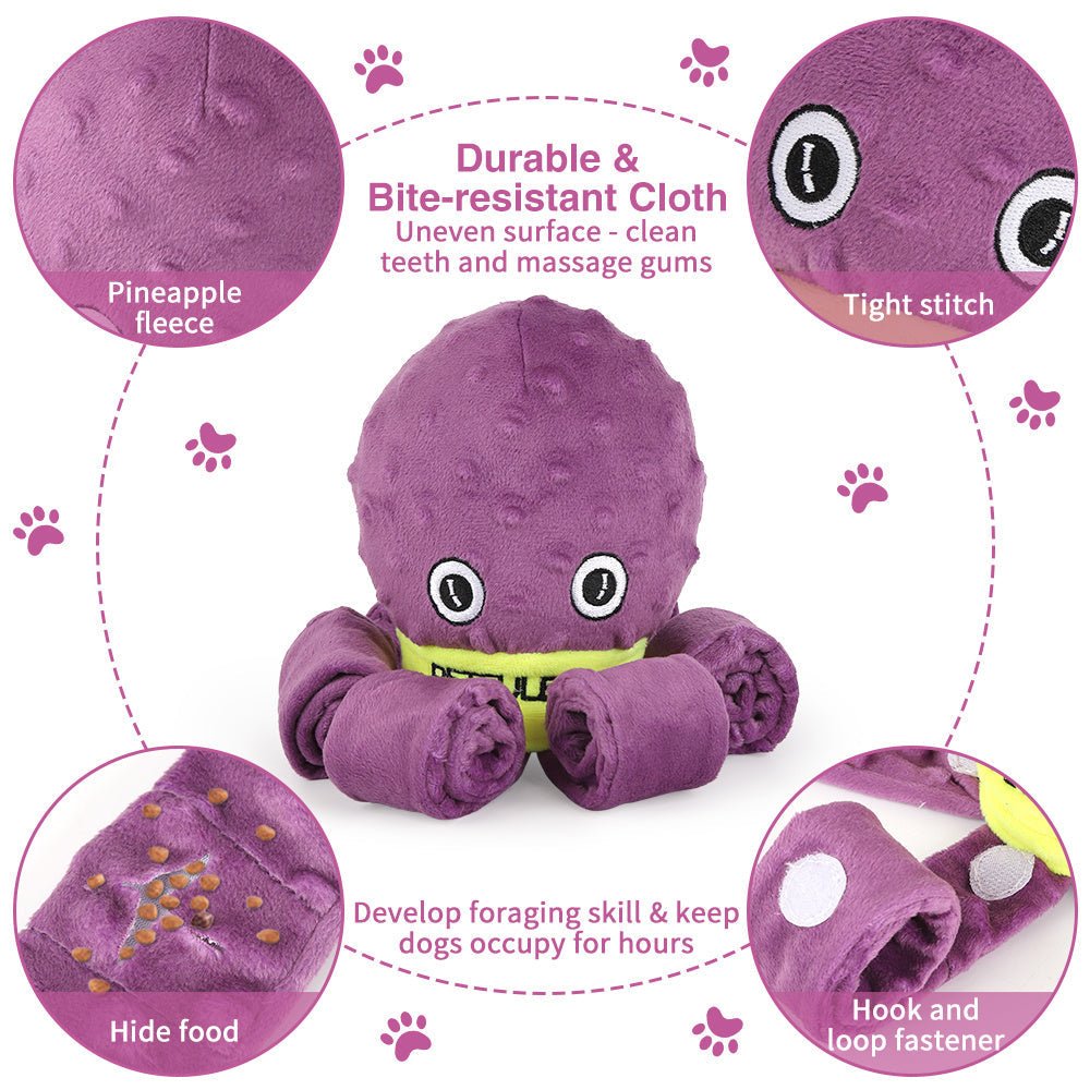 Plush Octopus Snuffle Toy for Dogs - Interactive Puzzle and Slow Feeder - pettspy