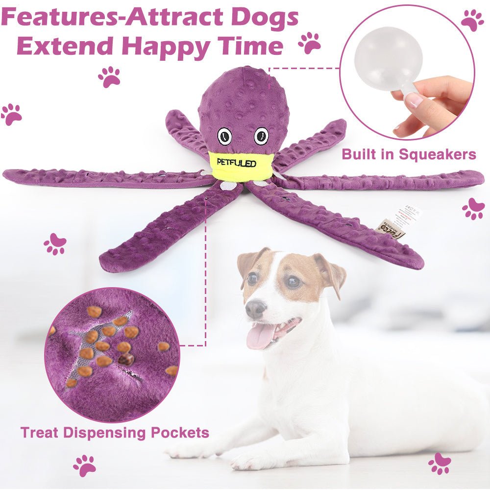 Plush Octopus Snuffle Toy for Dogs - Interactive Puzzle and Slow Feeder - pettspy