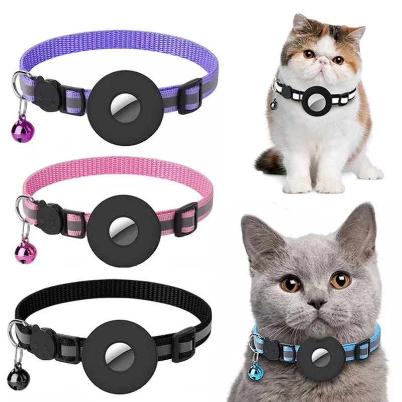 Reflective Collar Waterproof Holder Case For Airtag Air Tag Airtags Protective Cover Cat Dog Kitten Puppy Nylon Collar - pettspy
