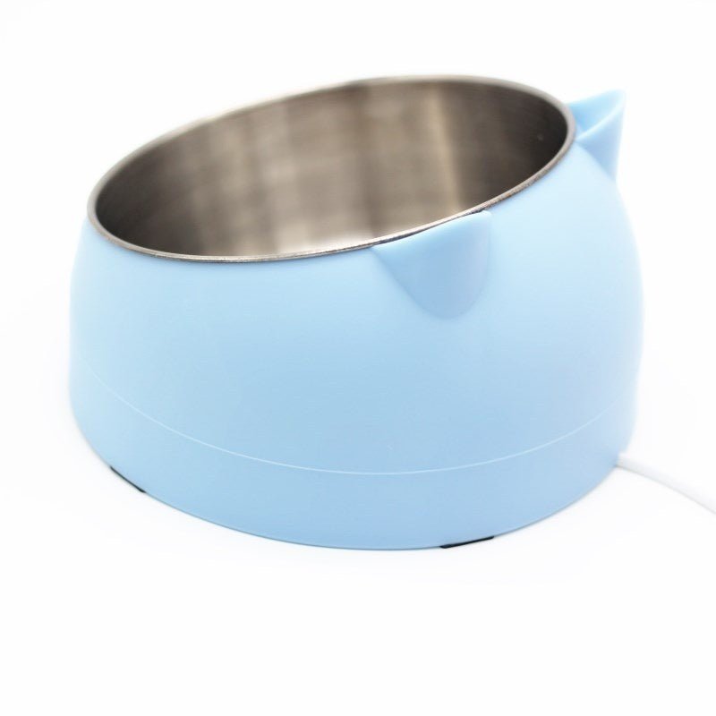 Stainless Steel Dog Bowl Double Bowl Cervical Protection Oblique Mouth Hot Pet Food Basin Supplies - pettspy