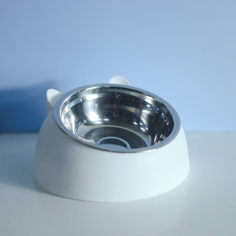Stainless Steel Dog Bowl Double Bowl Cervical Protection Oblique Mouth Hot Pet Food Basin Supplies - pettspy