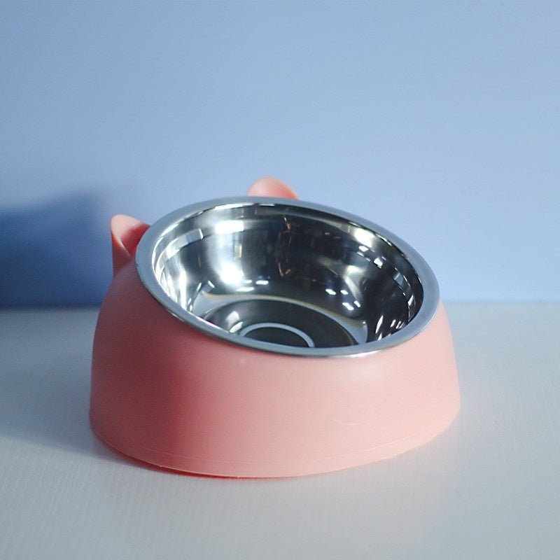 Stainless Steel Dog Bowl Double Bowl Cervical Protection Oblique Mouth Hot Pet Food Basin Supplies - pettspy