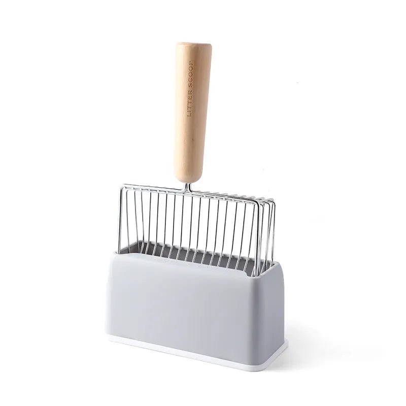Wood Handle Metal Cat Litter Shovel - pettspy